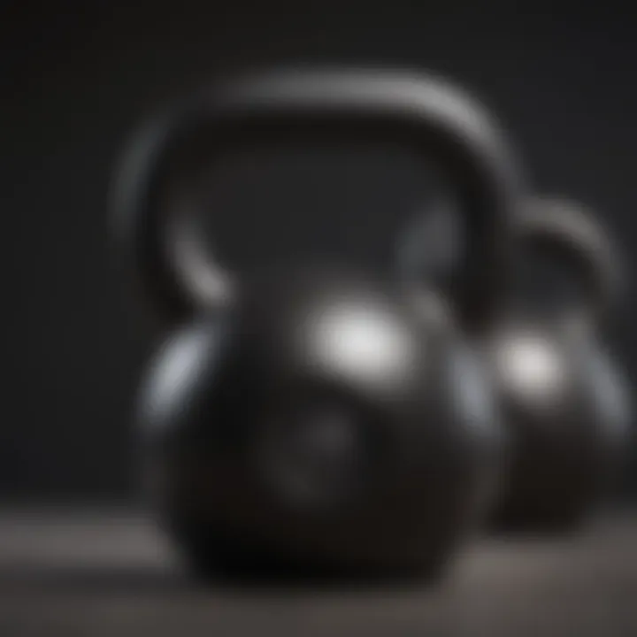 Close-up of kettlebell weight classifications