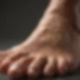 Close-up view of flaky skin on a foot