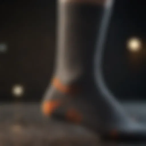 Close-up of anti-wicking sock fabric showcasing moisture management features