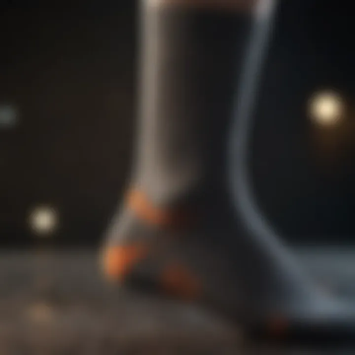 Close-up of anti-wicking sock fabric showcasing moisture management features