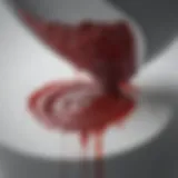 A close-up view of a red stool indicating potential health issues