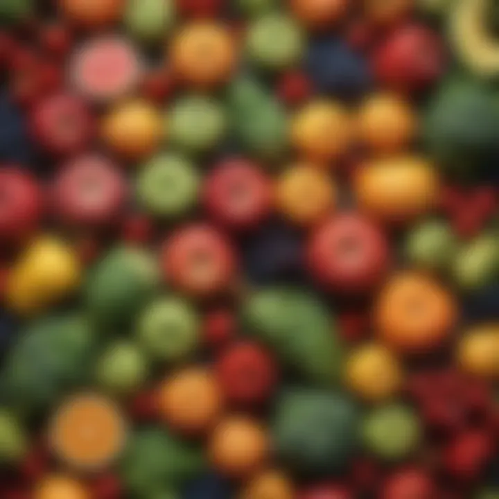 Colorful assortment of fruits and vegetables