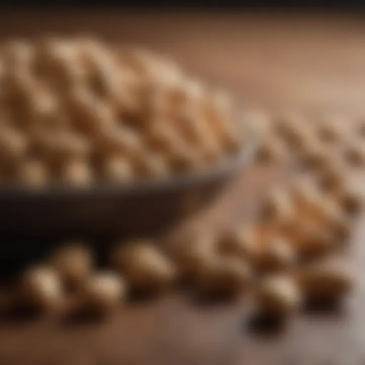 Visual representation of portion sizes for peanuts and their caloric impact