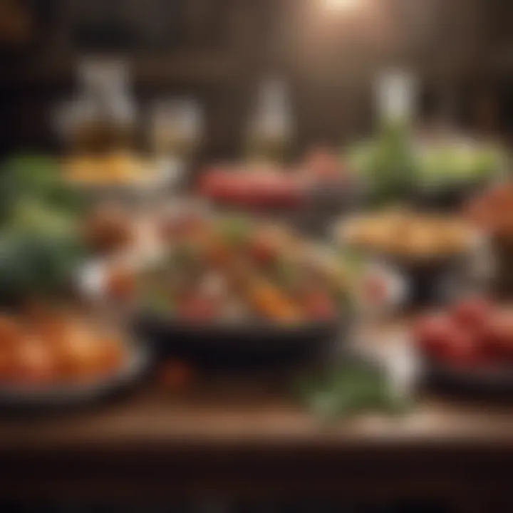 A vibrant depiction of healthy food choices arranged artistically on a table.
