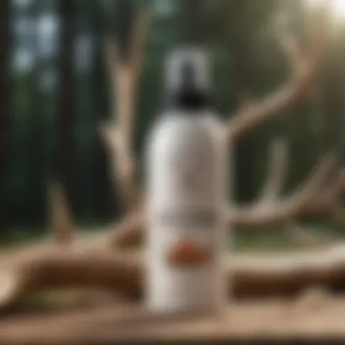 Deer Antler Spray: A Supplement for Athletes A bottle of deer antler spray against a blurred background of sports equipment