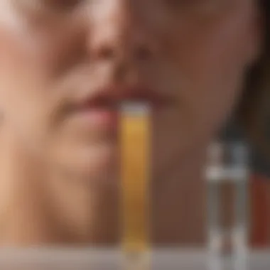 Close-up of a test strip for urine analysis