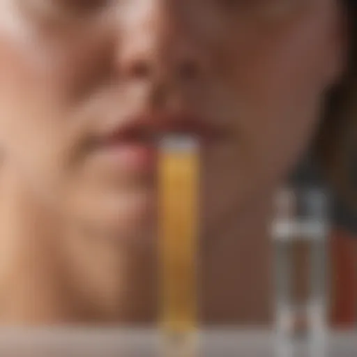 Close-up of a test strip for urine analysis