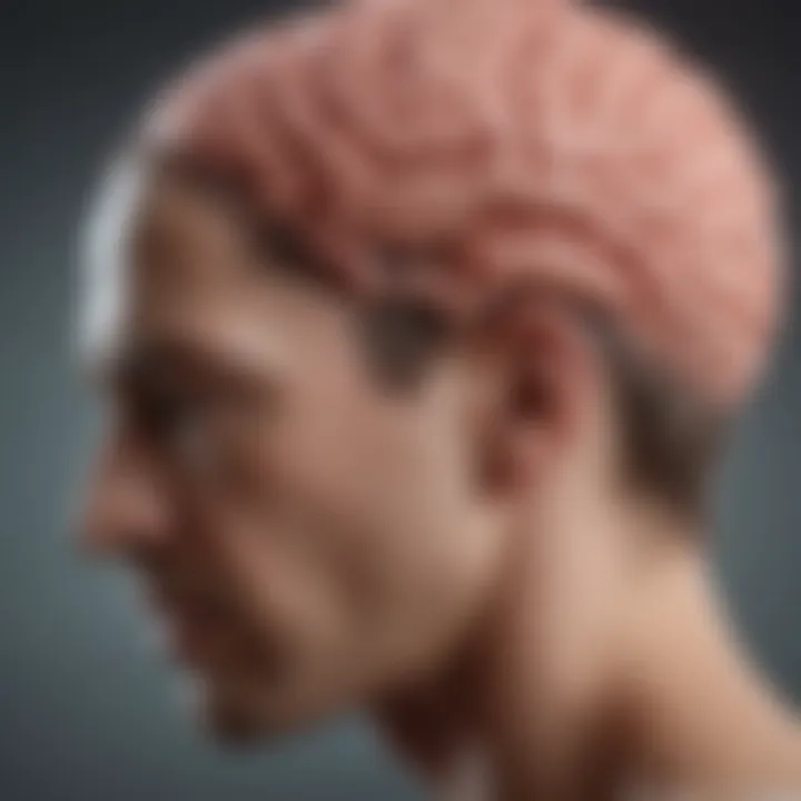 An illustration of a brain with highlighted pain points