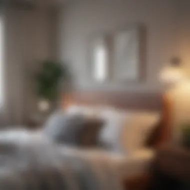 A serene bedroom setting at dawn, highlighting tranquility