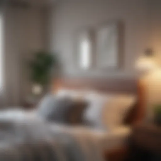 A serene bedroom setting at dawn, highlighting tranquility