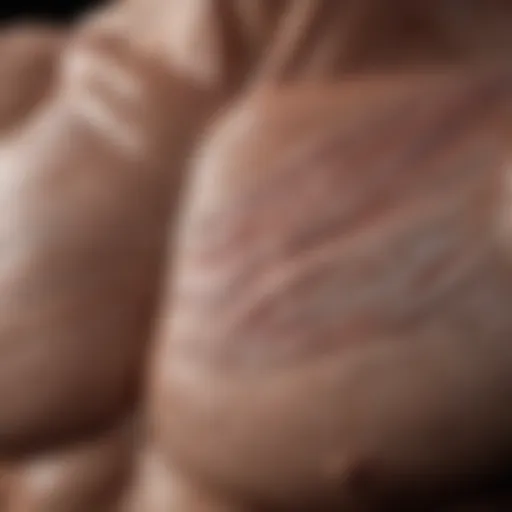A close-up of muscle fibers showcasing growth