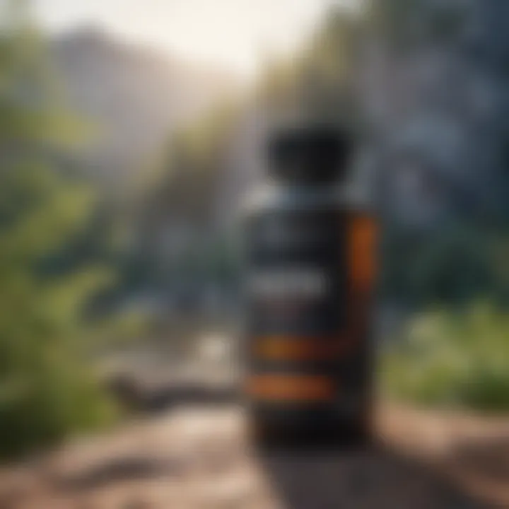 Supplement bottle with a backdrop of nature