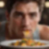 Close-up of a person sweating while enjoying a meal