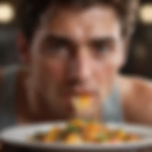 Close-up of a person sweating while enjoying a meal