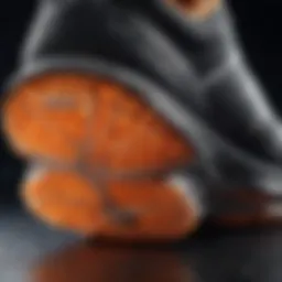 Close-up of a flexible running shoe sole demonstrating cushioning technology