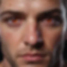 Close-up view of bloodshot eyes showcasing redness in the sclera.