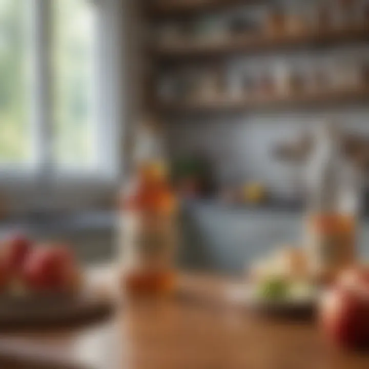 A well-organized kitchen counter showcasing apple cider vinegar recipes.