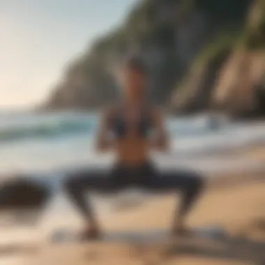 Mindful yoga practice on a tranquil beach