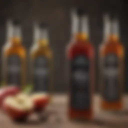 A selection of various vinegars including apple cider and balsamic
