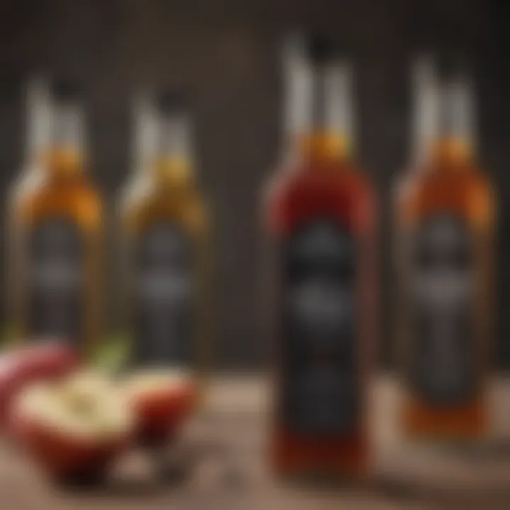 A selection of various vinegars including apple cider and balsamic