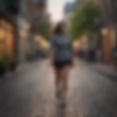 Urban Walking for Health and Wellness A serene urban walking path with fitness enthusiasts