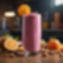 Vibrant protein shake with fresh fruits and nuts